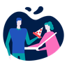 couple eating pizza slice illustrations