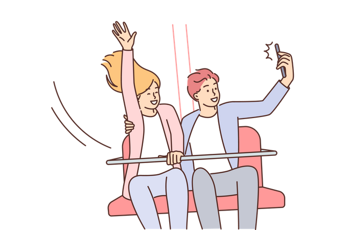 Couple on roller coaster  Illustration