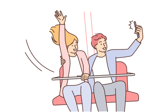 Couple on roller coaster  Illustration