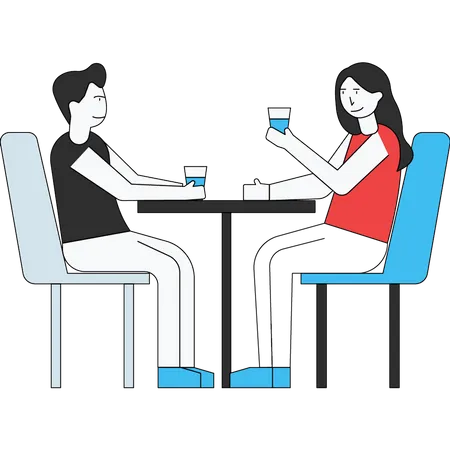 The Couple Is On A Romantic Date Illustration
