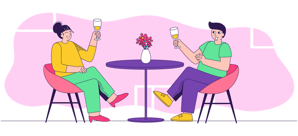 Couple on romantic date  Illustration