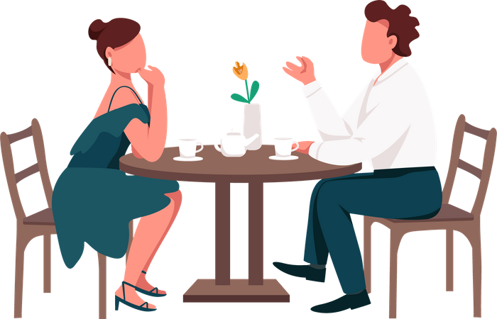Couple on romantic dinner date Illustration
