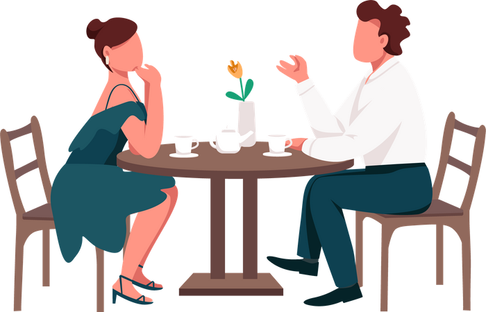 Couple on romantic dinner date  Illustration