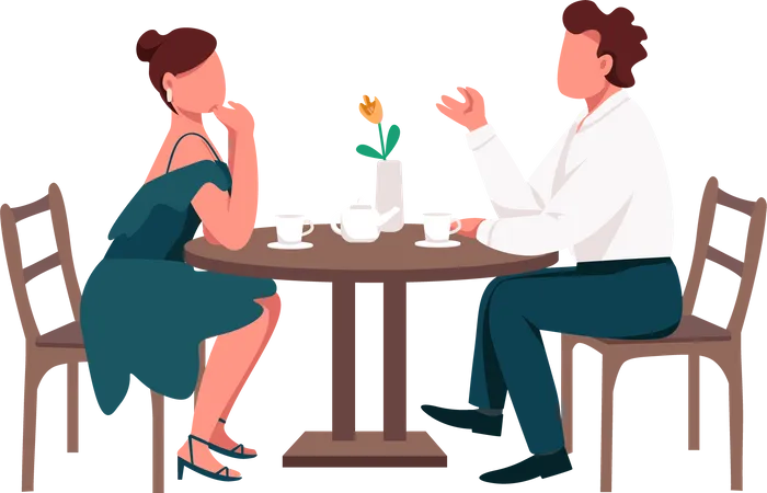 Couple on romantic dinner date  Illustration