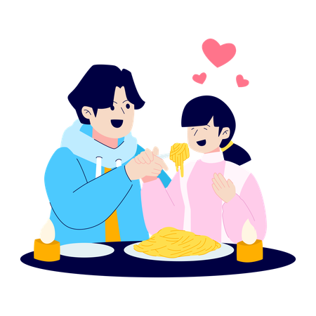 Couple on romantic dinner date  Illustration