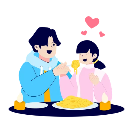 Couple on romantic dinner date  Illustration