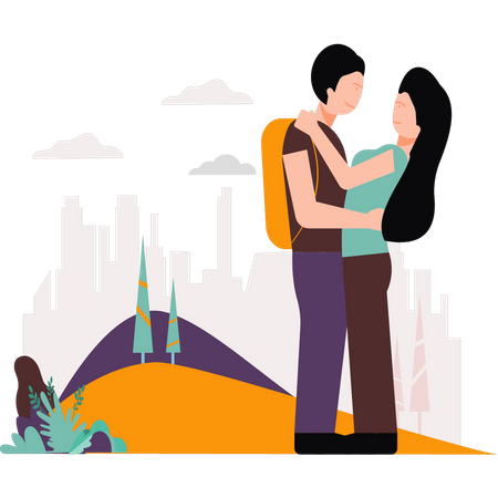 Couple on romantic picnic  Illustration