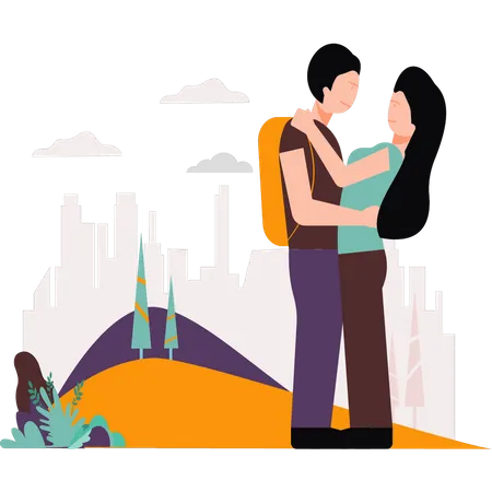 Couple on romantic picnic  Illustration