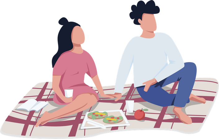 Couple on romantic picnic date Illustration