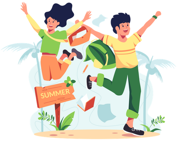 Couple on summer vacation Illustration
