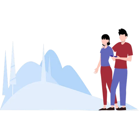 Couple on vacation Illustration