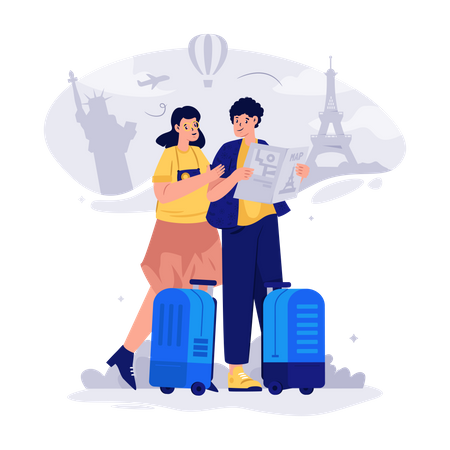 Couple on vacation  Illustration