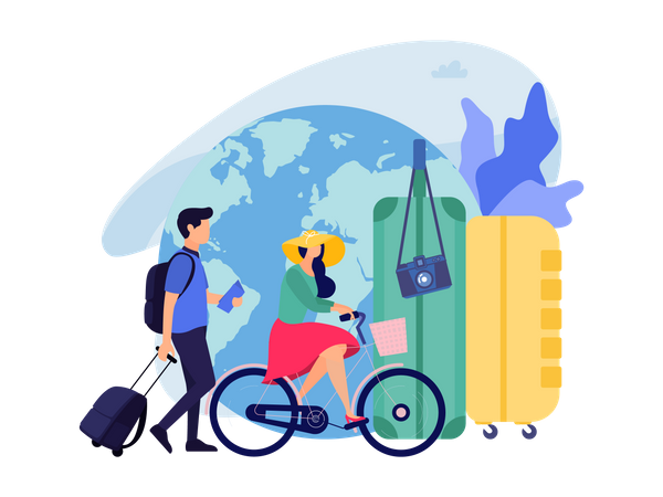 Couple On Vacation  Illustration