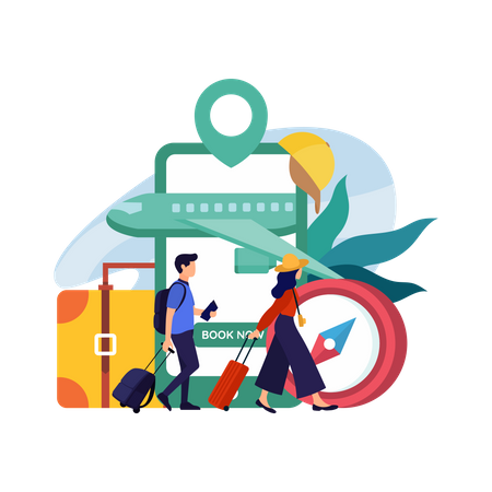 Couple On Vacation  Illustration