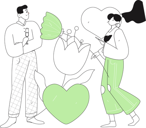 Couple on valentine date  Illustration