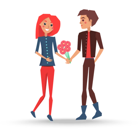 Couple on valentine date Illustration