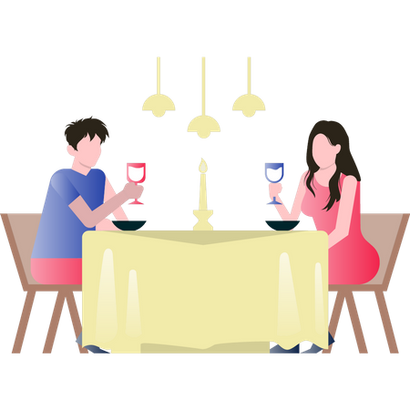 Couple on valentine date  Illustration