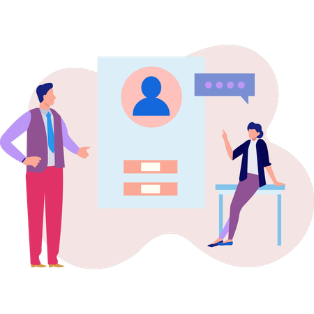 Couple parlant de profil de rencontre  Illustration
