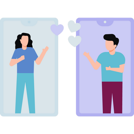 Couple parlant sur mobile  Illustration
