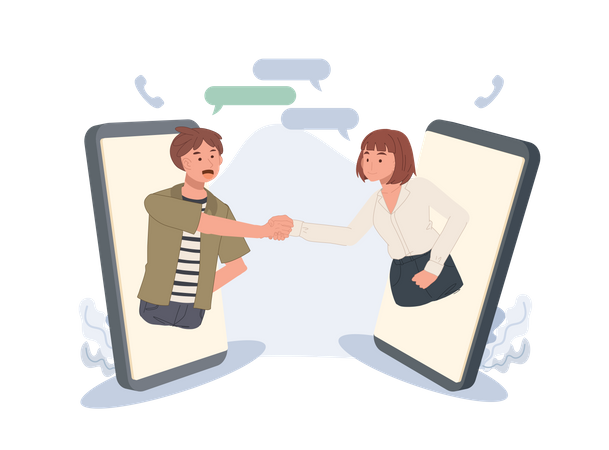 Couple discutant via l'application Messenger  Illustration