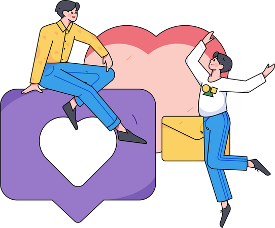 Couple partageant son amour par message  Illustration