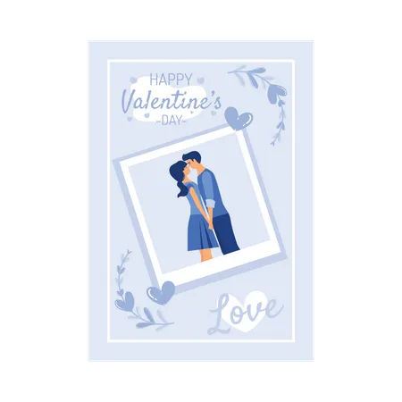 Couple partageant une carte de voeux pour la Saint-Valentin  Illustration