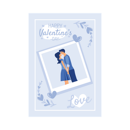 Couple partageant une carte de voeux pour la Saint-Valentin  Illustration