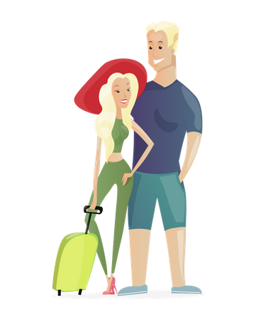 Couple partant en vacances  Illustration