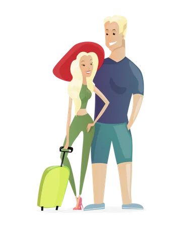 Couple partant en vacances  Illustration