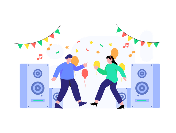 Couple Party  Illustration