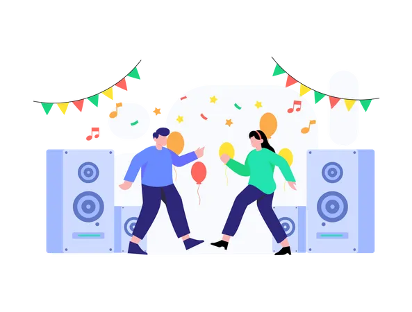 Couple Party  Illustration