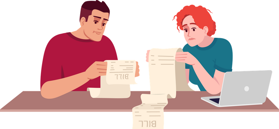 Couple paying bills  Illustration