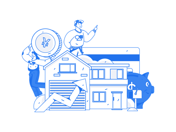 Couple paying house rent  Illustration