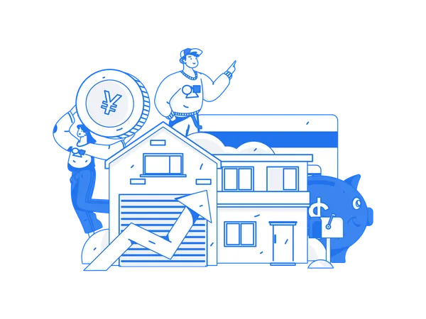 Couple paying house rent  Illustration