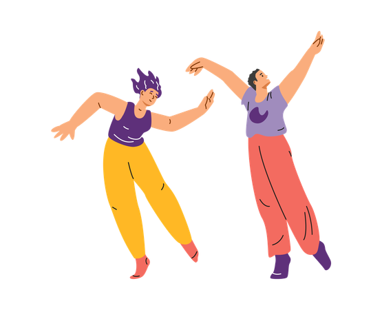 Couple performing dance-therapeutic movements  Illustration