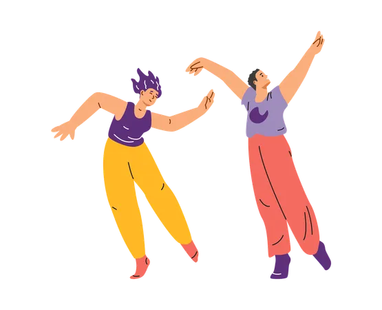 Couple performing dance-therapeutic movements  Illustration