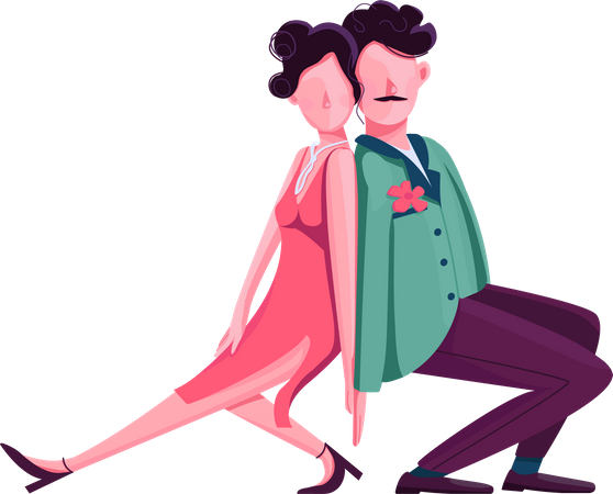 Couple performing tango dance  Illustration