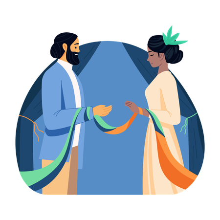 Couple performing Wedding ritual  Illustration
