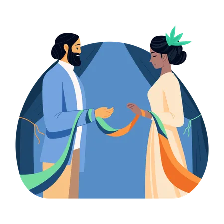 Couple performing Wedding ritual  Illustration
