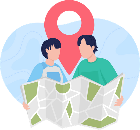 Couple planning trip  Illustration