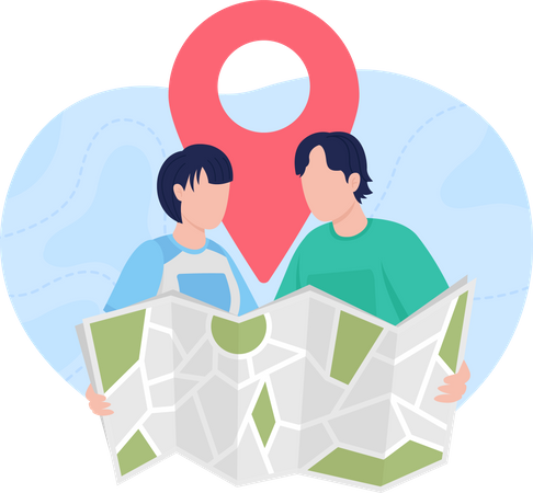 Couple planning trip  Illustration
