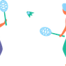 couple playing badminton illustration free download