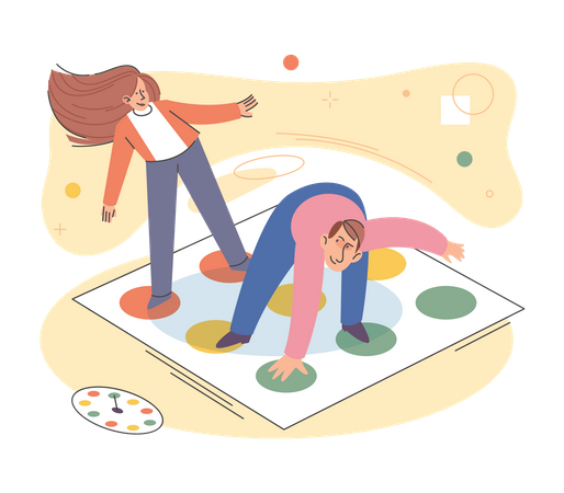 Couple playing board game Illustration