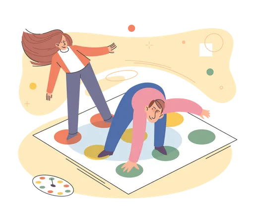 Couple playing board game Illustration