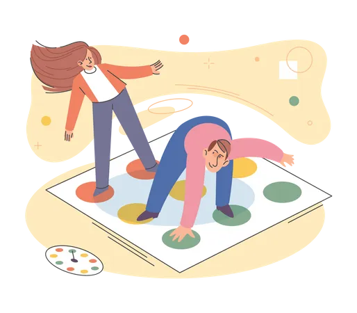 Couple playing board game  Illustration