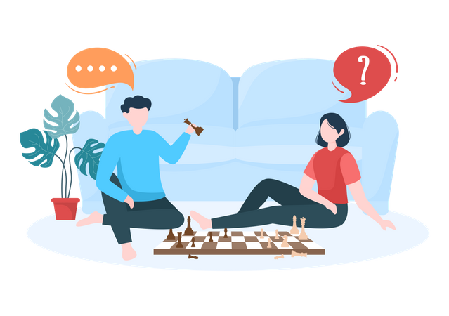 Couple playing chess  Illustration