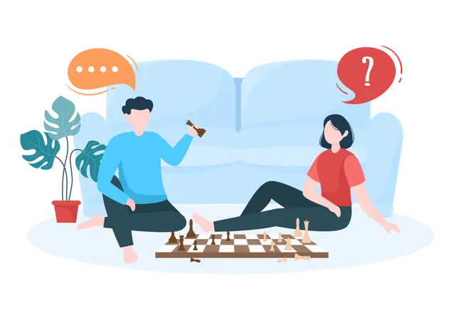 Couple playing chess  Illustration