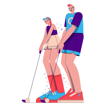 Couple playing golf  Illustration