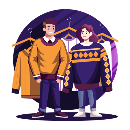 Couple portant des robes d'hiver  Illustration