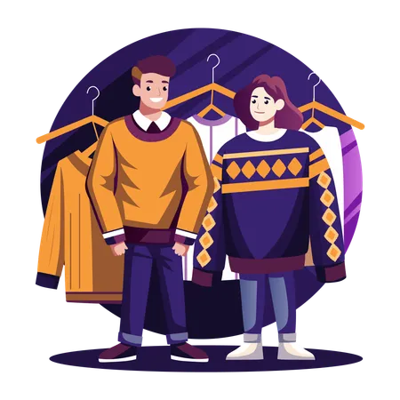 Couple portant des robes d'hiver  Illustration